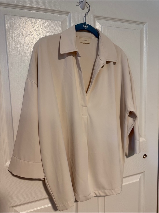 MELLODAY Tops - Melloday Neutral Cream Collared Blouse XL